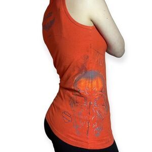 Harley Davidson graphic orange tank top